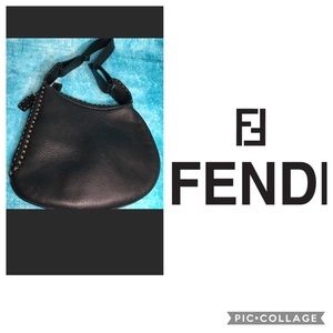 Fendi Selleria Oyster Bag in Black Leather
